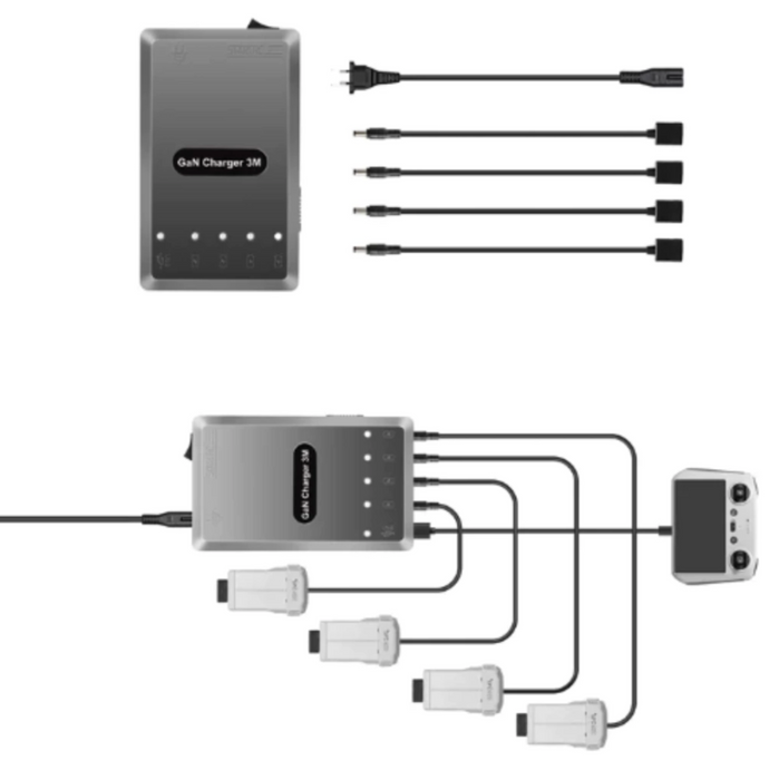 GaN Intelligent Charging Hub for DJI Mavic 3 Drone, 5-in-1 Battery Charger for 4 Batteries, 120W