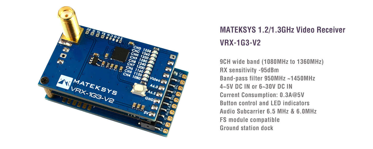 MatekSYS VRX-1G3-V2 VIDEO RECEIVER 1.2/1.3GHZ